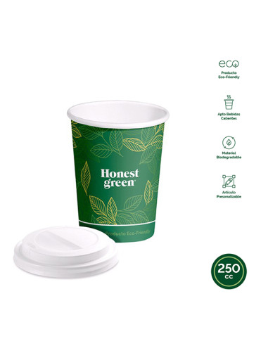 VASO DESECHABLE CARTON E.GREEN C/TAPA B/8