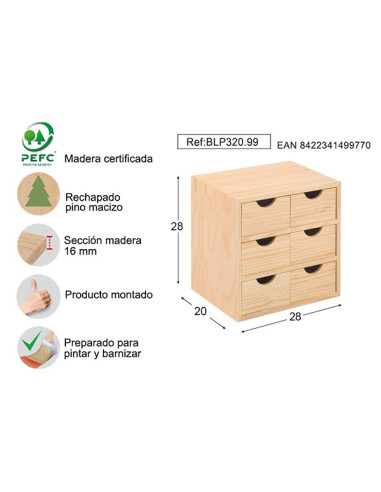 CAJONERA 3X2 PINO S/BARN