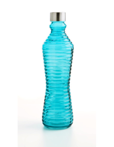 BOTELLA VIDRIO AZUL TURQUESA