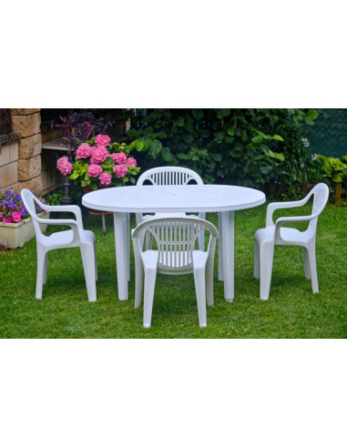 MESA JARDIN OVAL BLANCA