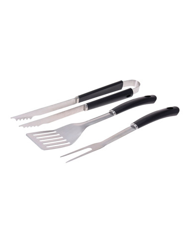 SET 3 UTENSILIOS BARBACOA PVC/ACERO INOX NEGRO