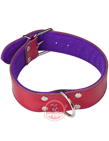 COLLAR PERRO CUERO GRANATE/PUR