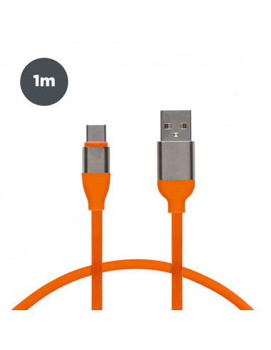 CABLE DATOS USB A USB TIPO C 2A NARANJA