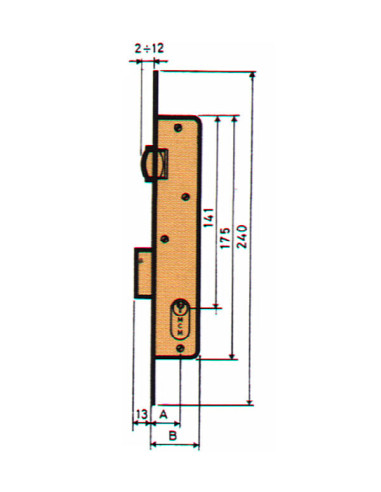 CERRADURA EMBUTIR P/MET RESBAL