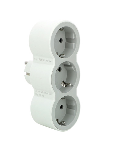 ADAPTADOR 3x2P+16A FRONTAL BLANCO/GRIS