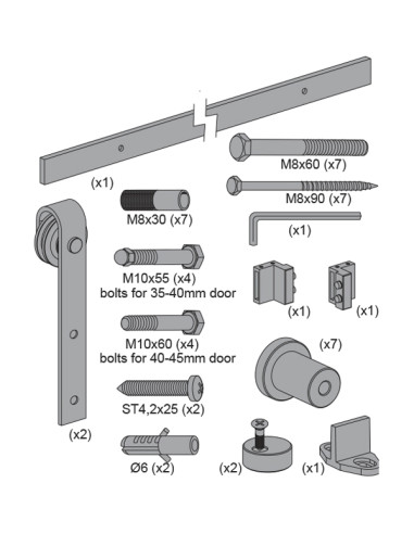 KIT CORREDERA RUSTICO 80 NEGRA